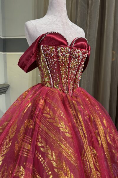 Red and Gold Quinceañera Ball Gown – BG0023