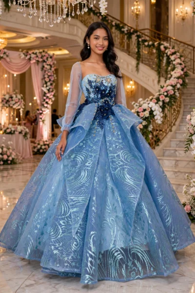 Light Blue Quinceañera Ball Gown – BG0028