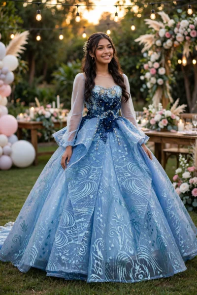 Light Blue Quinceañera Ball Gown – BG0028