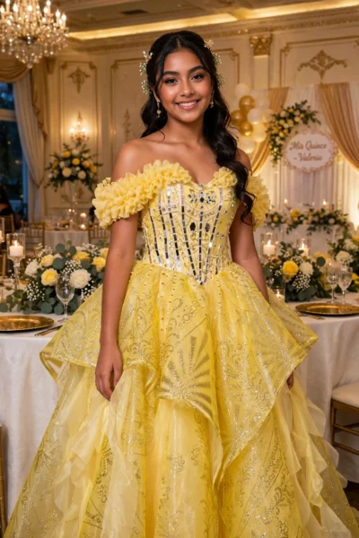 Gold Quinceañera Ball Gown – BG0001