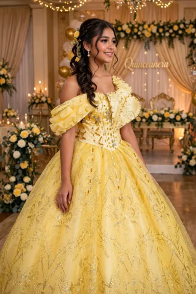 Gold Quinceañera Ball Gown – BG0005