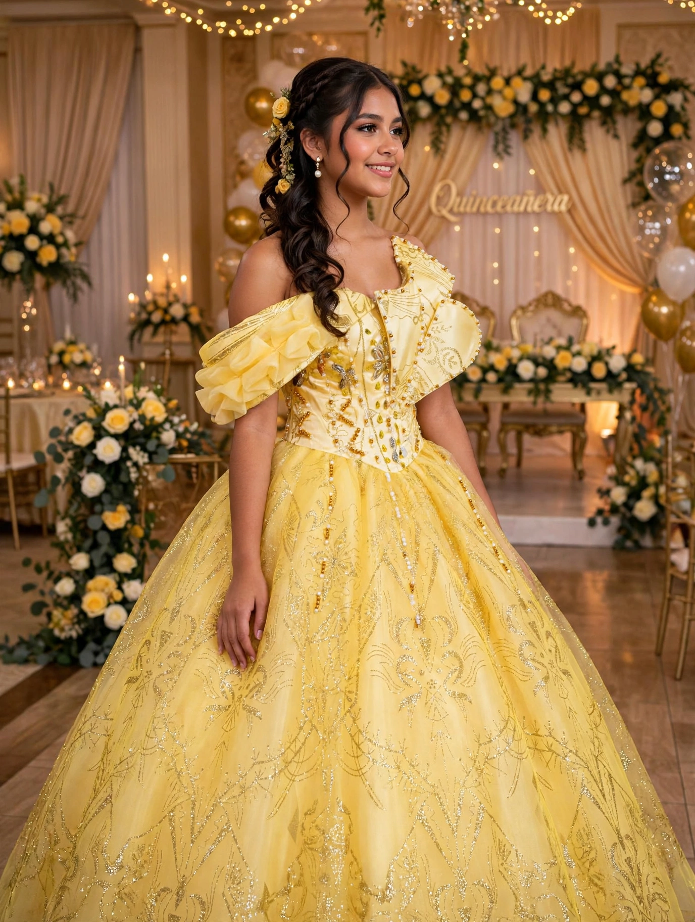 Gold Quinceañera Ball Gown – BG0005
