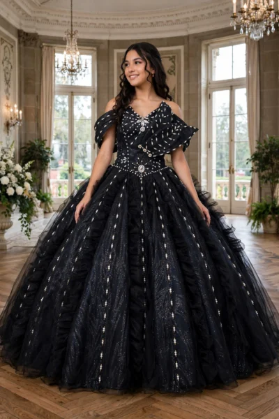 Black Quinceañera Ball Gown – BG0007
