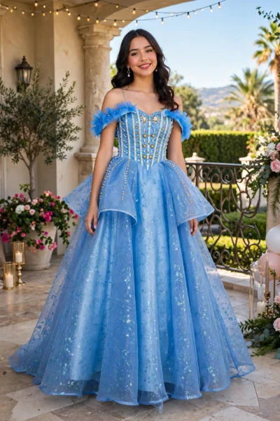 Sky Blue Quinceañera Ball Gown – BG0010