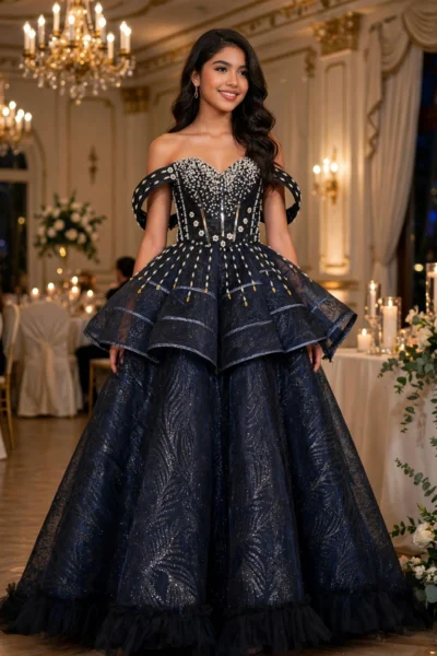Midnight Navy Quinceañera Ball Gown – BG0014