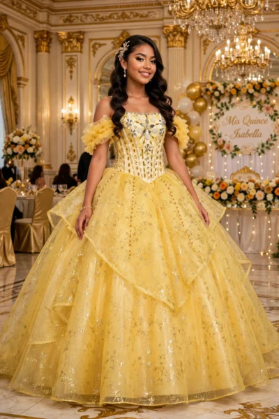 Gold Quinceañera Ball Gown – BG0016