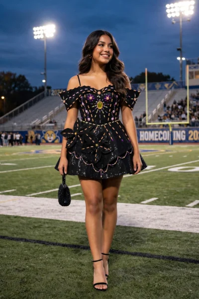 Black/Gold Homecoming Cocktail Dress – CT0008