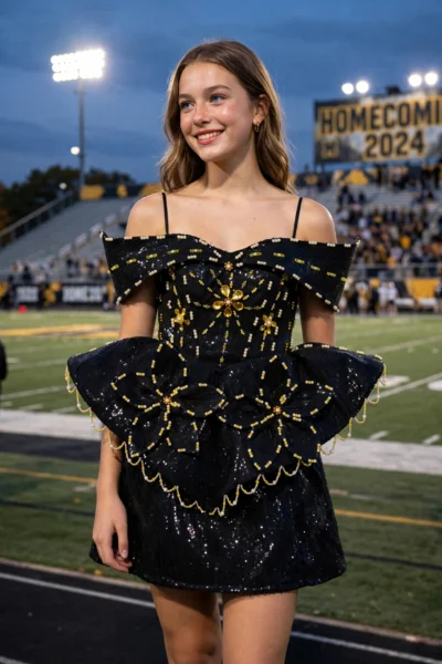 Black/Gold Homecoming Cocktail Dress – CT0010