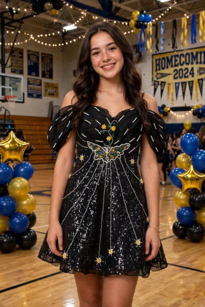 Black/Silver Homecoming Cocktail Dress – CT0014
