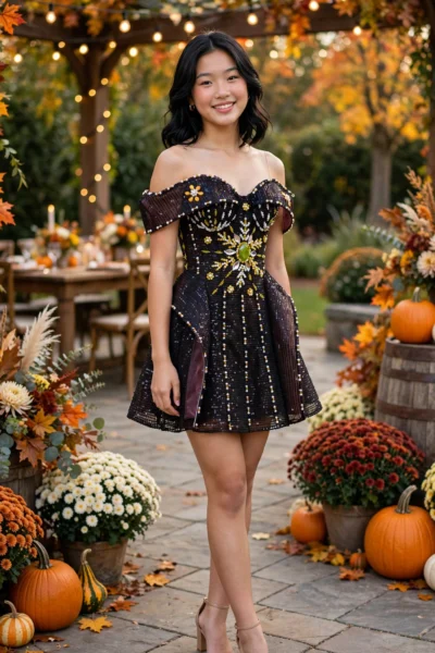Black/Gold Homecoming Cocktail Dress – CT0019