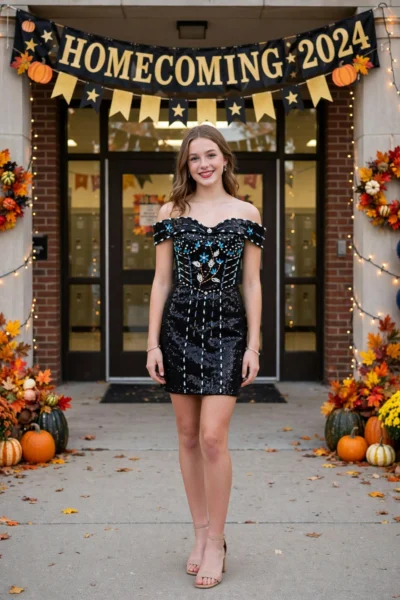 Black/Blue Homecoming Cocktail Dress – CT0021