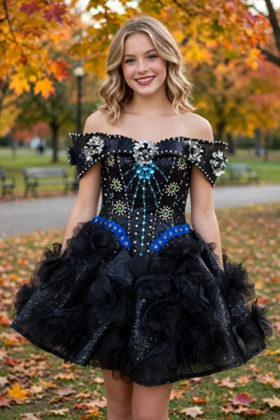 Black/Blue Homecoming Cocktail Dress – CT0026