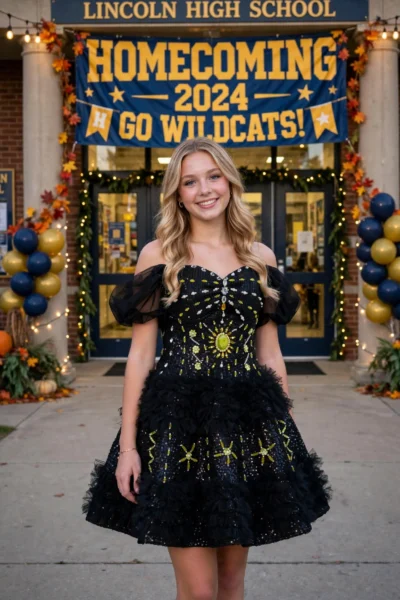 Black/Gold Homecoming Cocktail Dress – CT0029