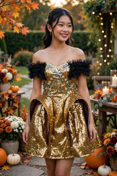 Gold Homecoming Cocktail Dress – CT0044