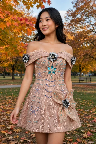 Champagne Homecoming Cocktail Dress – CT0049