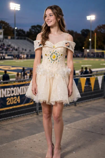 Ivory Homecoming Cocktail Dress – CT0050