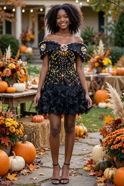 Black/Yellow Homecoming Cocktail Dress – CT0051