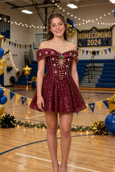 Burgundy Homecoming Cocktail Dress – CT0054